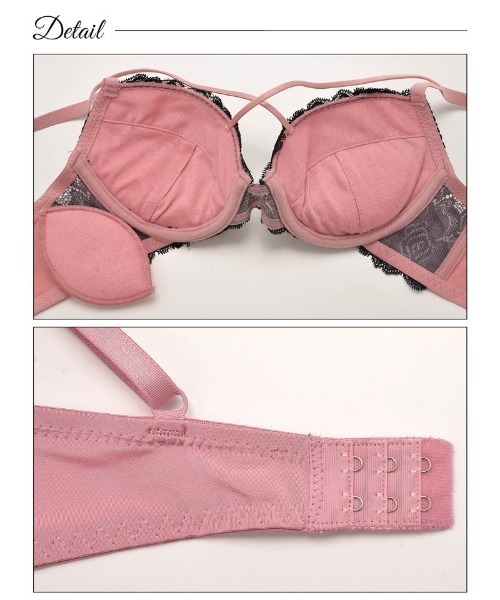 サテン フラワー レース クロスコード ブラジャー ＆ バック透け T