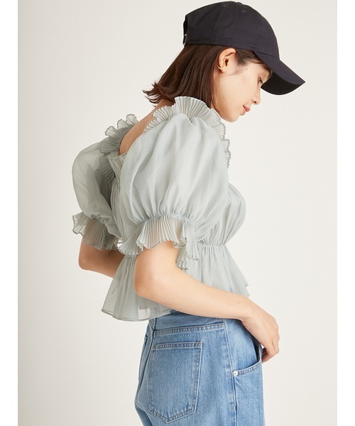 SNIDEL（スナイデル）の「ボリュームギャザーフリルオフショルブラウス