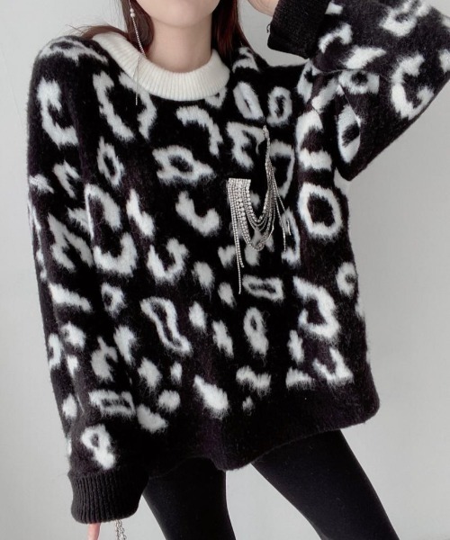 セール】レオパード/アニマル柄起毛ニット（ニット/セーター）｜LAC
