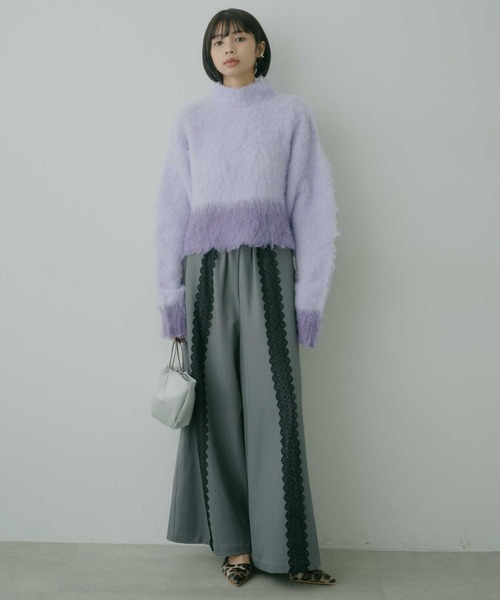 セール】バイカラーモヘアクロップドニット（ニット/セーター