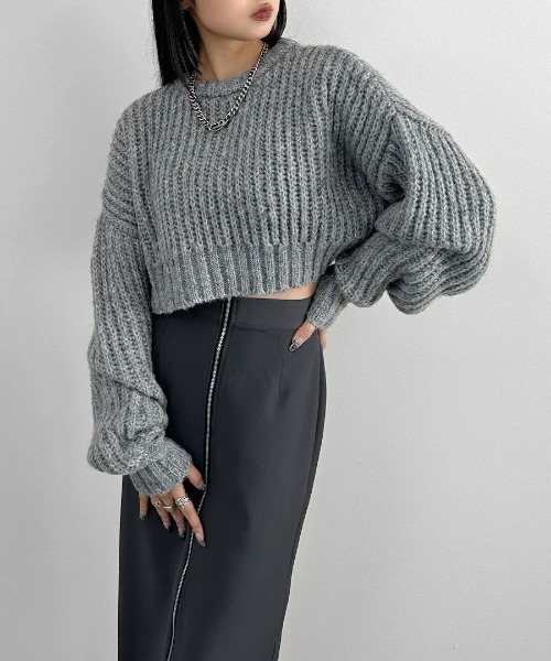 LVEU.（ラブユ.）の「【LVEU.】ローゲージクロップドニットトップス