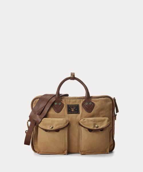 レザートリム キャンバス ブリーフケース（ビジネスバッグ）｜RRL