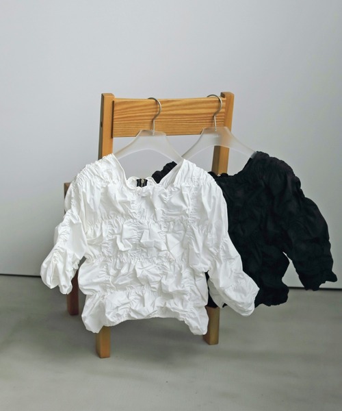 Typewriter Shirring Tops（Tシャツ/カットソー）｜anuke（アンヌーク