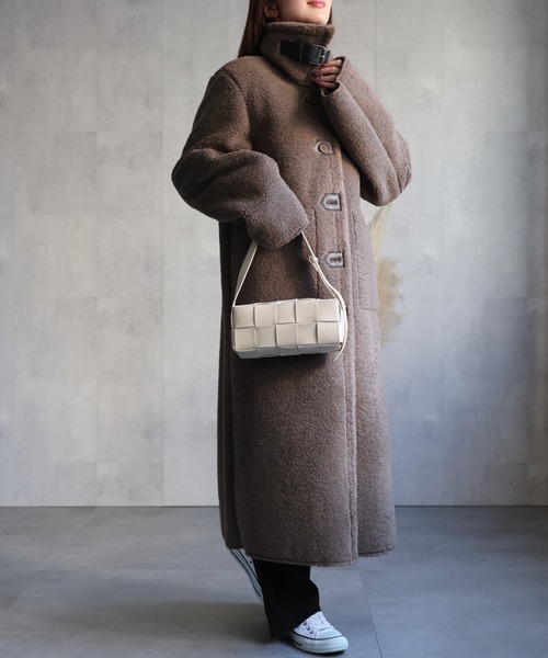 セール】シングルブレスト テディベアコート /ムートンタッチ/冬