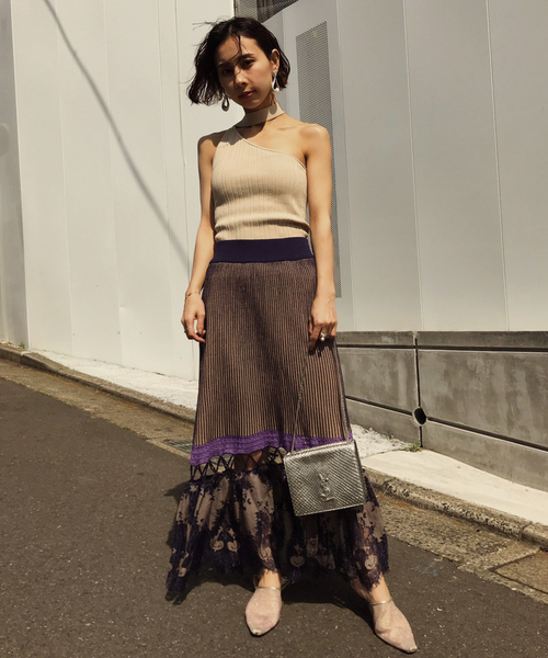 Ameri（アメリ）の「SCALLOP LACE KNIT SKIRT（スカート）」 - WEAR