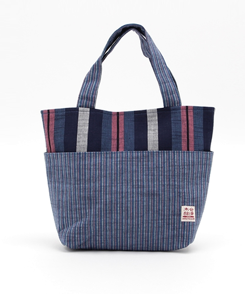 カヤ（カヤ）の「【カヤ】福島 会津木綿 ポケットトートバッグ（トート