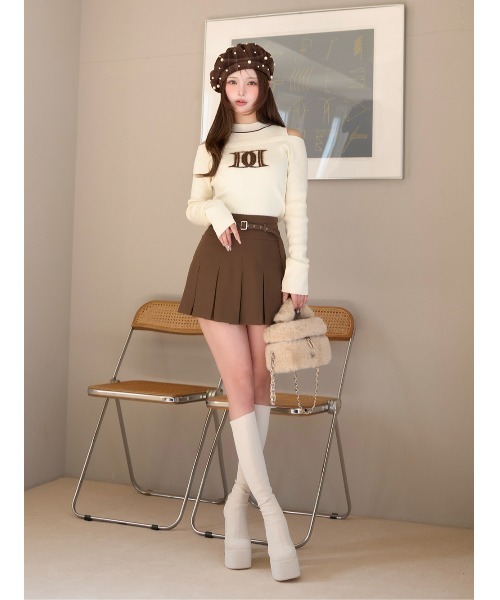 レイヤードライクロゴニットトップス（ニット/セーター）｜Darich