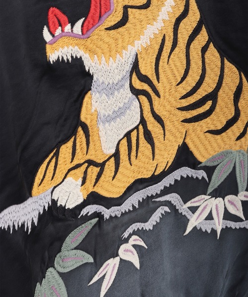 セール】HOUSTON レーヨンサテン ビンテージ加工 スカジャン 虎 刺繍