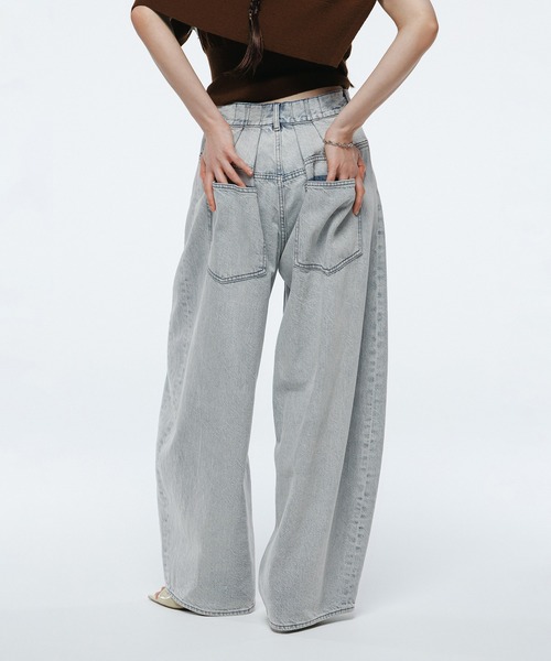 サステナブル】バックタックワイドデニム（デニムパンツ）｜ADAM ET