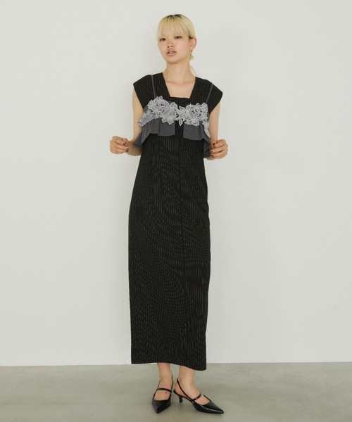 ピンストライプスリーブレスビスチェドレス / pinstripe sleeveless