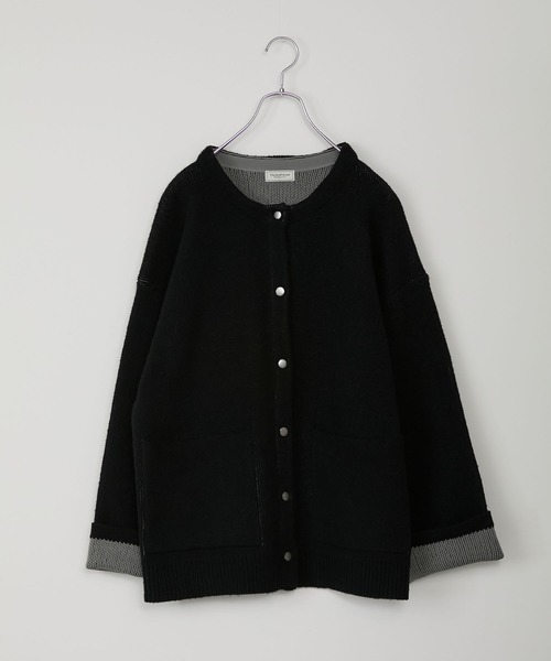 ウォッシャブル 裏配色 スナップボタン ニットカーディガン【THE CRAFT