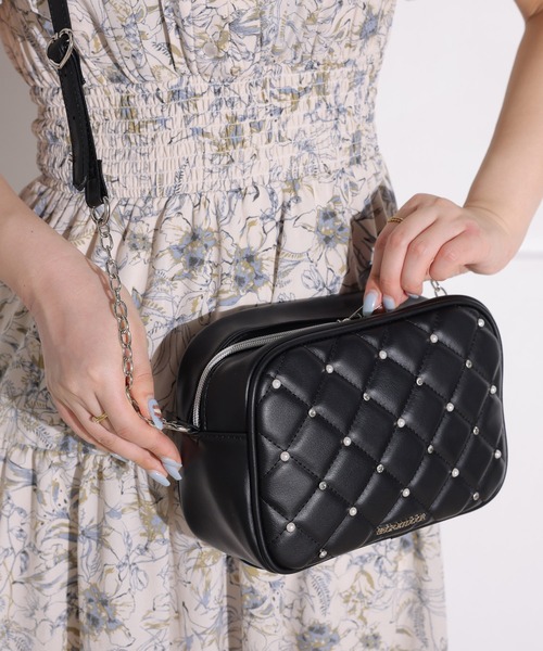 ショルダーバッグ ビジュー パール キルティング ナッツ 地雷 量産