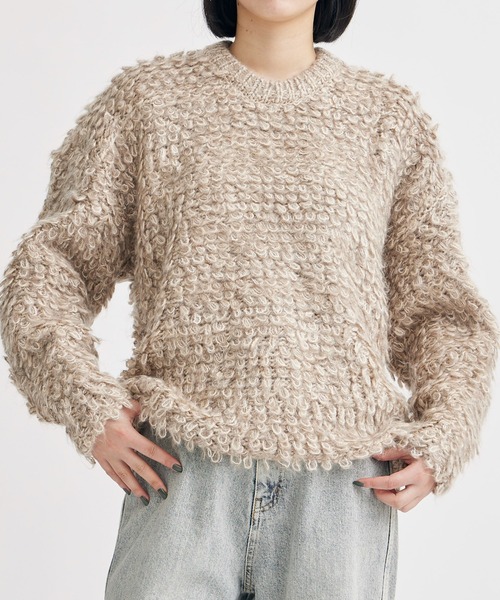セール】【CLANE/クラネ】MIX LOOP MOHAIR KNIT TOPS/ミックスループ