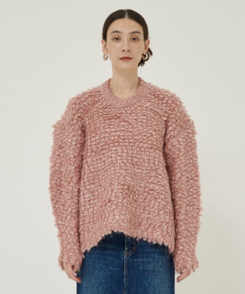 CLANE/クラネ】MIX LOOP MOHAIR KNIT TOPS/ミックスループモヘアニット