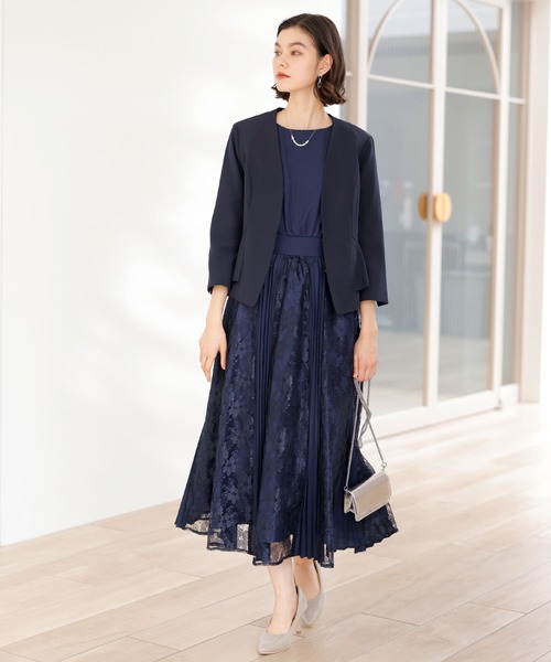 セール】レース＆プリーツワンピジャケットセット パーティードレス