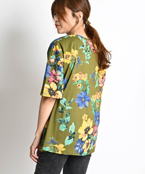 花柄 半袖総柄 五分袖 カットソー（Tシャツ/カットソー）｜MARAI