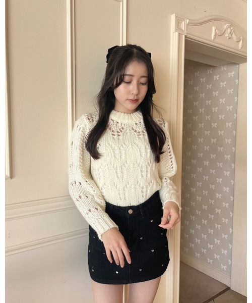 epine（エピヌ）の「back lace up cable knit（ニット/セーター）」 - WEAR