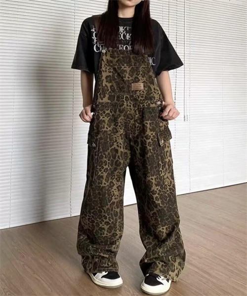 ヒョウ柄ワイドデニムサロペット（サロペット/オーバーオール）｜Dream