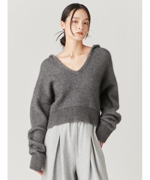 FRAY I.D（フレイアイディー）の「ショートニットフーディー（ニット