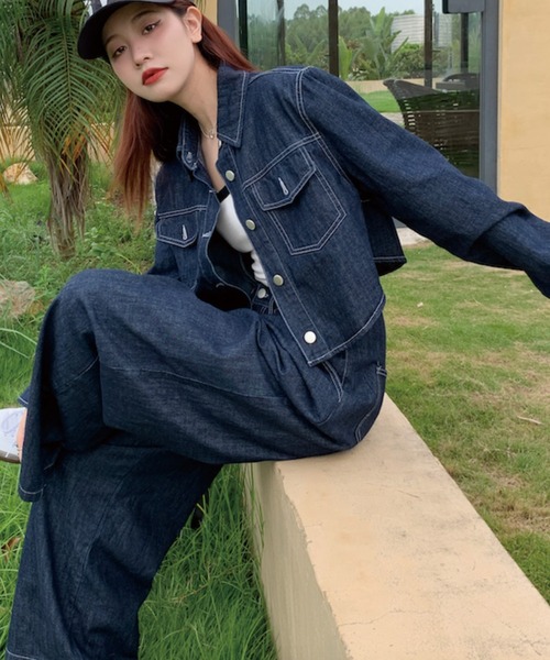 セール】【再入荷】＼これだけでコーデが決まる♪／デニムセットアップ