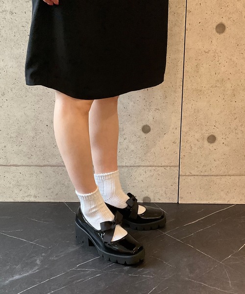 本革/軽量/275g/太ヒール/6cm】リボンパンプス ALL BLACK│Jeffrey