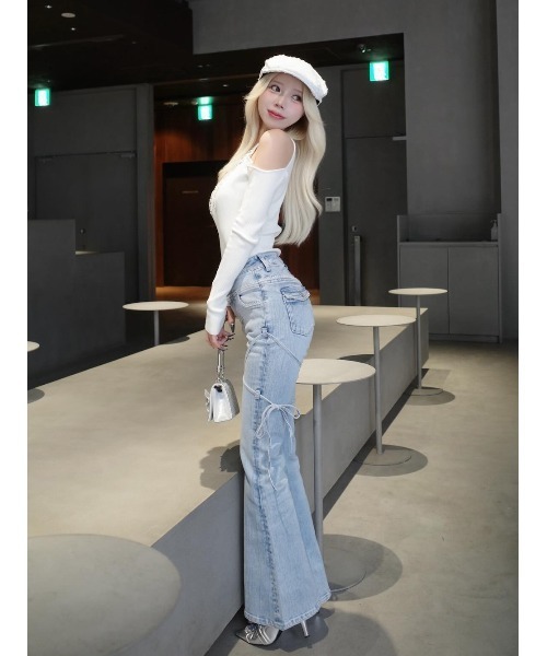 ピコレースハイウエストフレアデニム（デニムパンツ）｜Darich