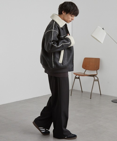 セール】オーバーサイズ裏ボアフェイクムートンジャケット（ムートン