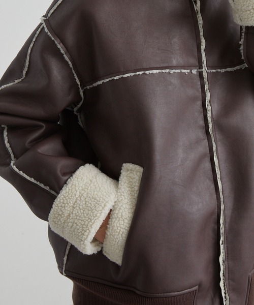 セール】オーバーサイズ裏ボアフェイクムートンジャケット（ムートン