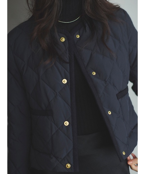 TAION×anuans】ノーカラーキルティングショートダウン（ダウン