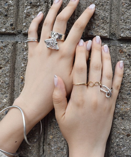 SILVER925シルバー変形2連リング/レディース/メンズ/（リング）｜e.m.