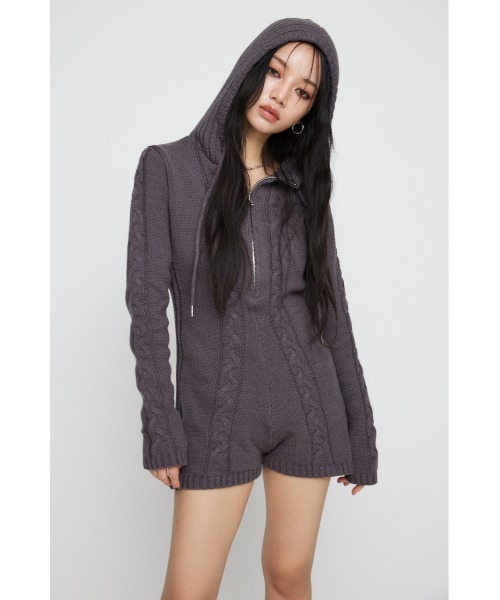 LAGUA GEM（ラグアジェム）の「CABLE ニットロンパース（つなぎ