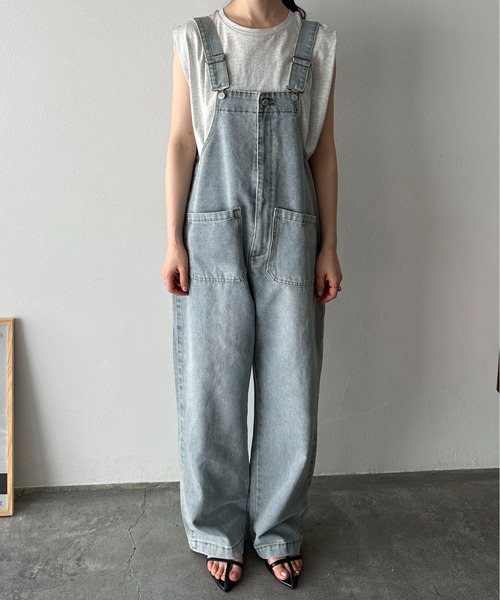 セール】【XSサイズあり】フロントジップデニムサロペット（サロペット