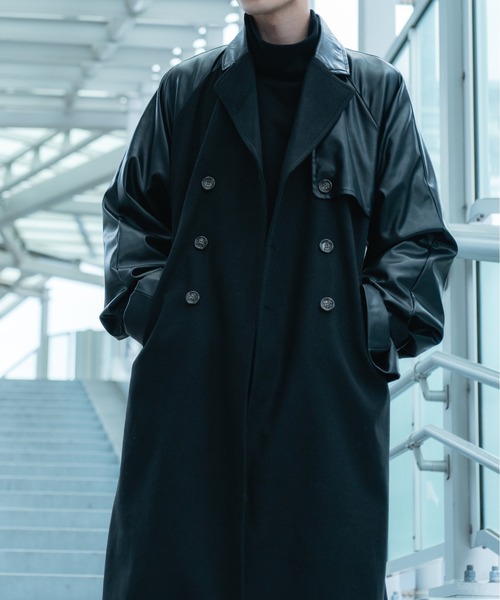 Ellno Loset（エルノロゼット）の「ビーガンレザー切り替えトレンチ