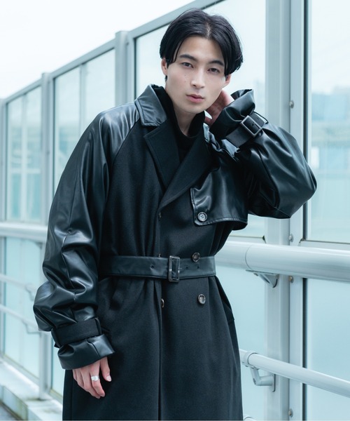 Ellno Loset（エルノロゼット）の「ビーガンレザー切り替えトレンチ