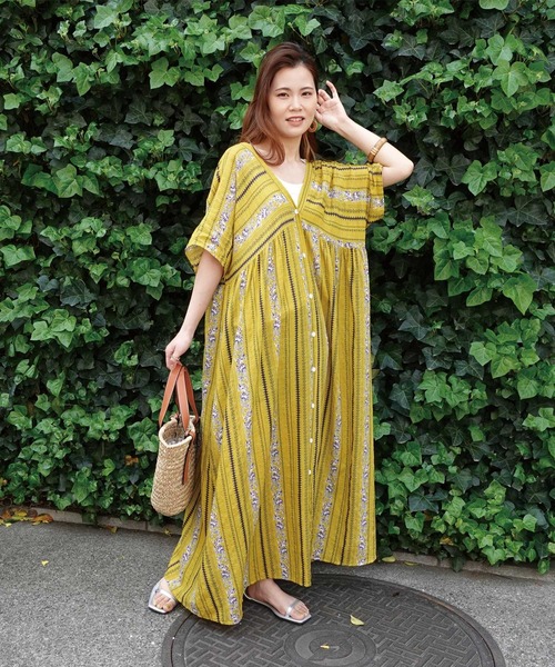 3way花柄ストライプVネックワンピース（ワンピース）｜CORNERS