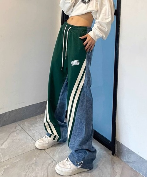 FUNALIVE（ファンアライブ）の「デニムジャージ切替え2本サイドライン