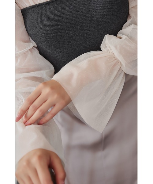 Tulle Sleeve Knit Top（ニット/セーター）｜Her lip to（ハーリップ