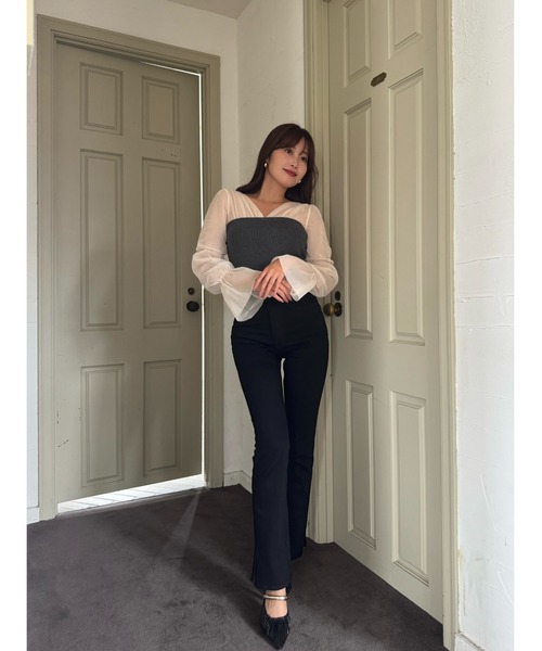 Tulle Sleeve Knit Top（ニット/セーター）｜Her lip to（ハーリップ