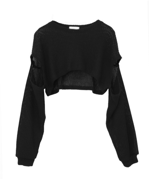 LVEU.（ラブユ.）の「【LVEU.】カットアウトクロップドメッシュニット