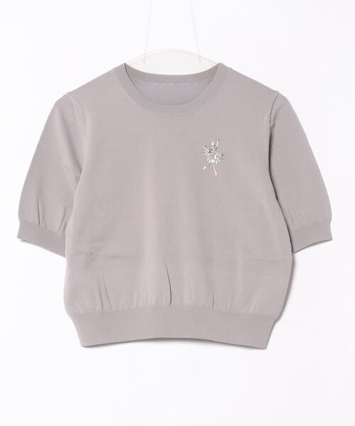 STRAWBERRY-FIELDS（ストロベリーフィールズ）の「ﾊﾞﾚﾘｰﾅ刺繍5分袖ﾆｯﾄ