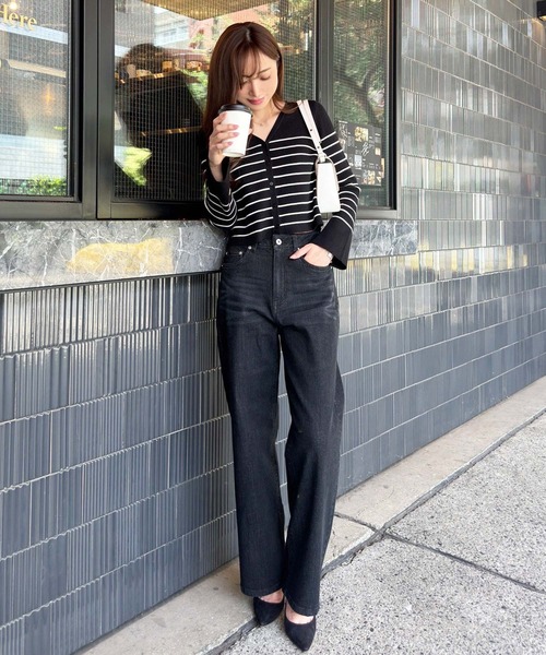 セール】[ 岡部あゆみさんコラボ ]ワイドストレートデニムパンツ