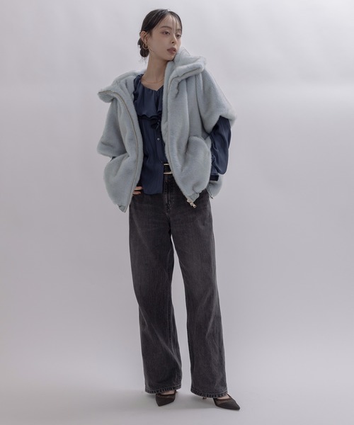 セール】ミンクファー フーディドロスト ベストコート（その他アウター