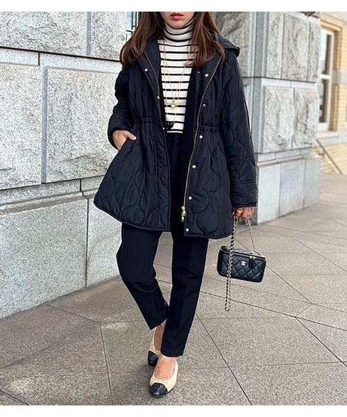 大人アウター◎】ミリタリーキルティングドロストハーフコート Emma