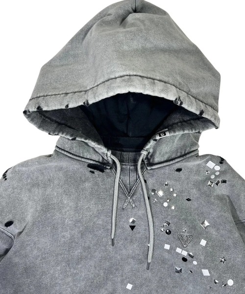MIHARAYASUHIRO/ミハラヤスヒロ】EMBELLISHED BLEACHED HOODIE