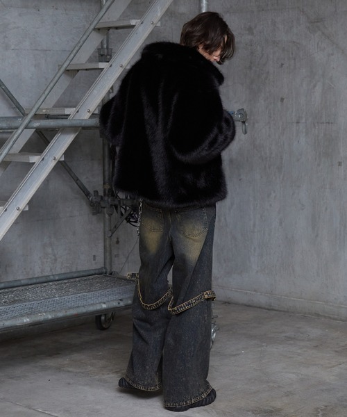 Spielio】Metal bit faux fur jacket / メタルビットフェイクファー