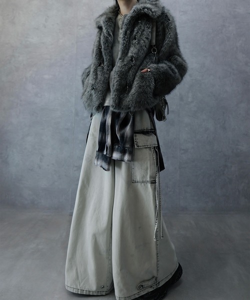 Spielio】Metal bit faux fur jacket / メタルビットフェイクファー