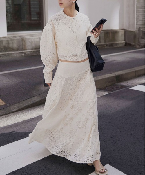 Ameri（アメリ）の「PATCHWORK LACE FLARE SKIRT（スカート）」 - WEAR