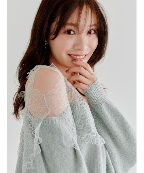 セール】レーストリミングニットプルオーバー（ニット/セーター