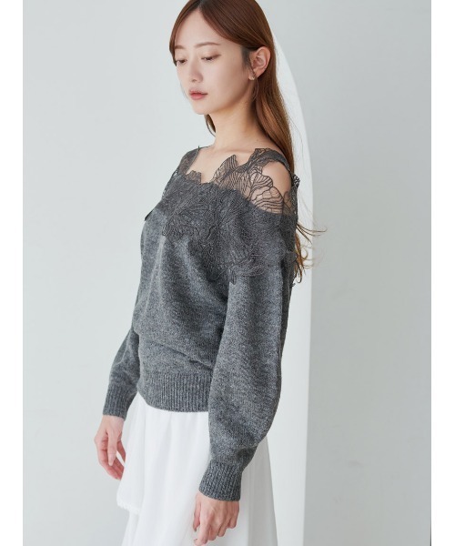 セール】レーストリミングニットプルオーバー（ニット/セーター