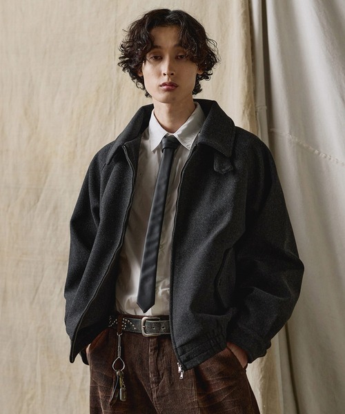 セール】ダブルジップ メルトンハリントンジャケット チンストラップ